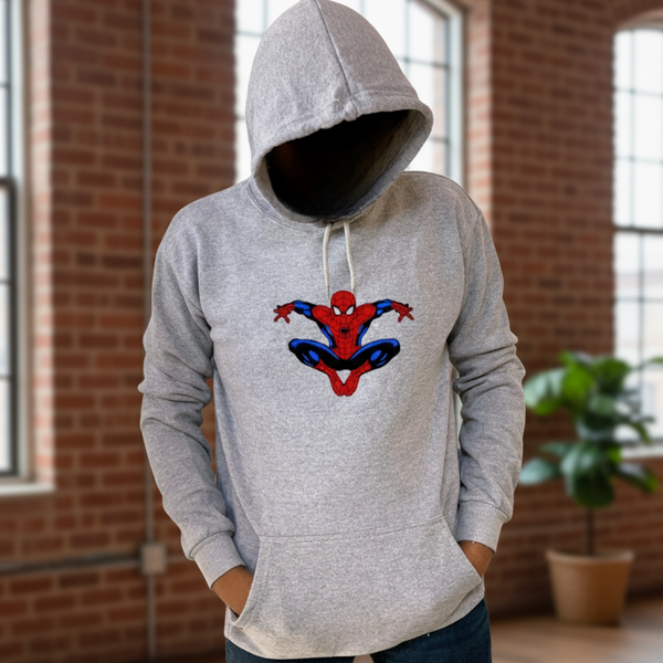 New Summer Collection Full Grey Hoodie SPIDER MAN Printed For Girl And Boys (Extra Large)